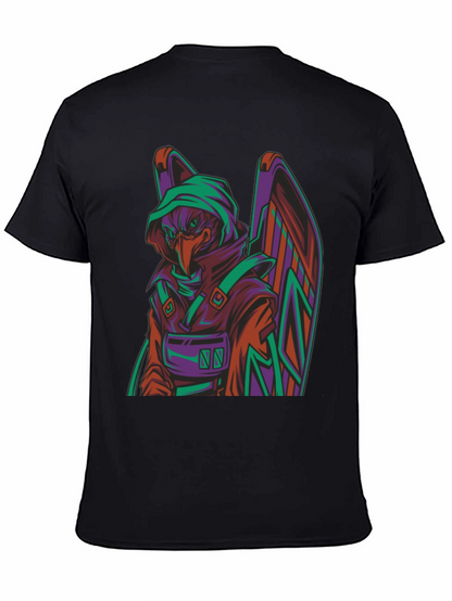 Camiseta Negra con Diseño de Cuervo Cibernético