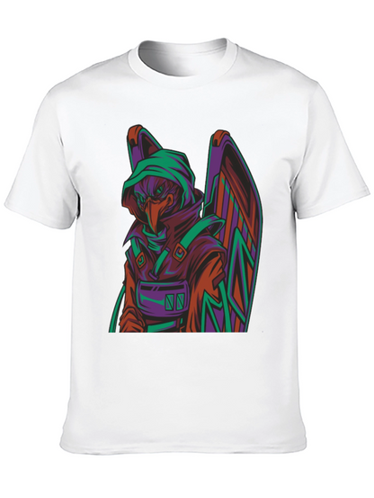 Camiseta Negra con Diseño de Cuervo Cibernético