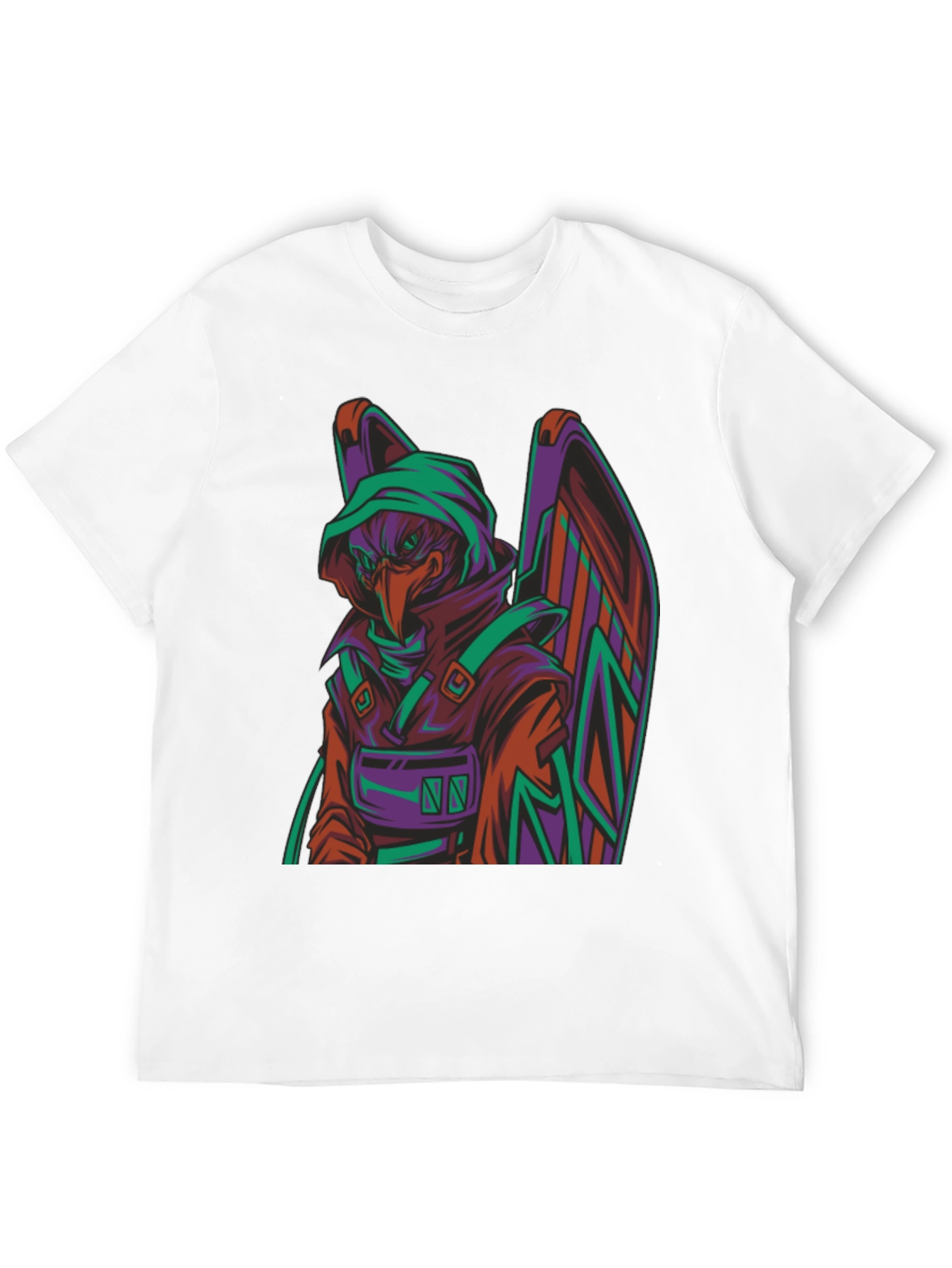Camiseta Negra con Diseño de Cuervo Cibernético