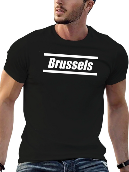 Camiseta Negra Brussels Hombre Casual Algodón