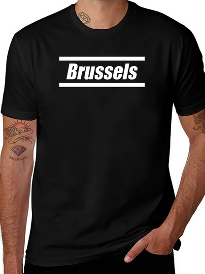 Camiseta Negra Brussels Hombre Casual Algodón