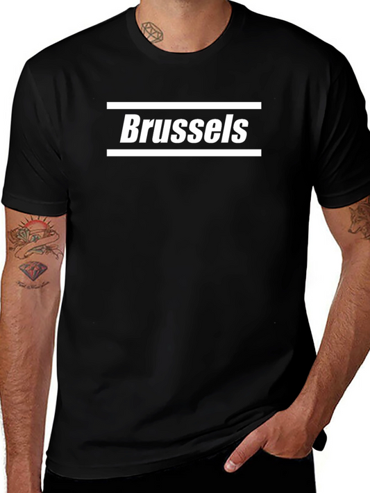 Camiseta Negra Brussels Hombre Casual Algodón