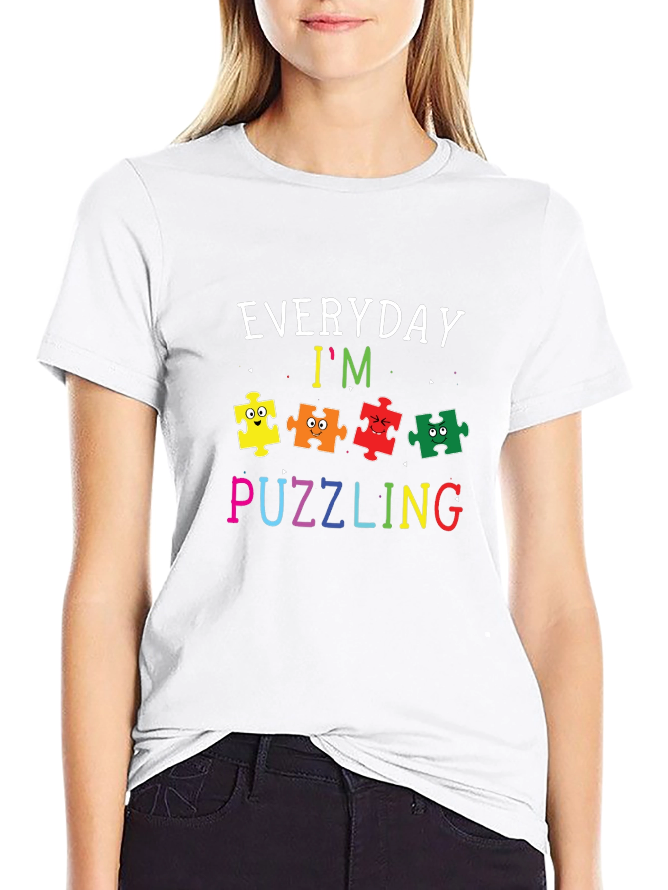 Camiseta Negra con Diseño Divertido de Autismo