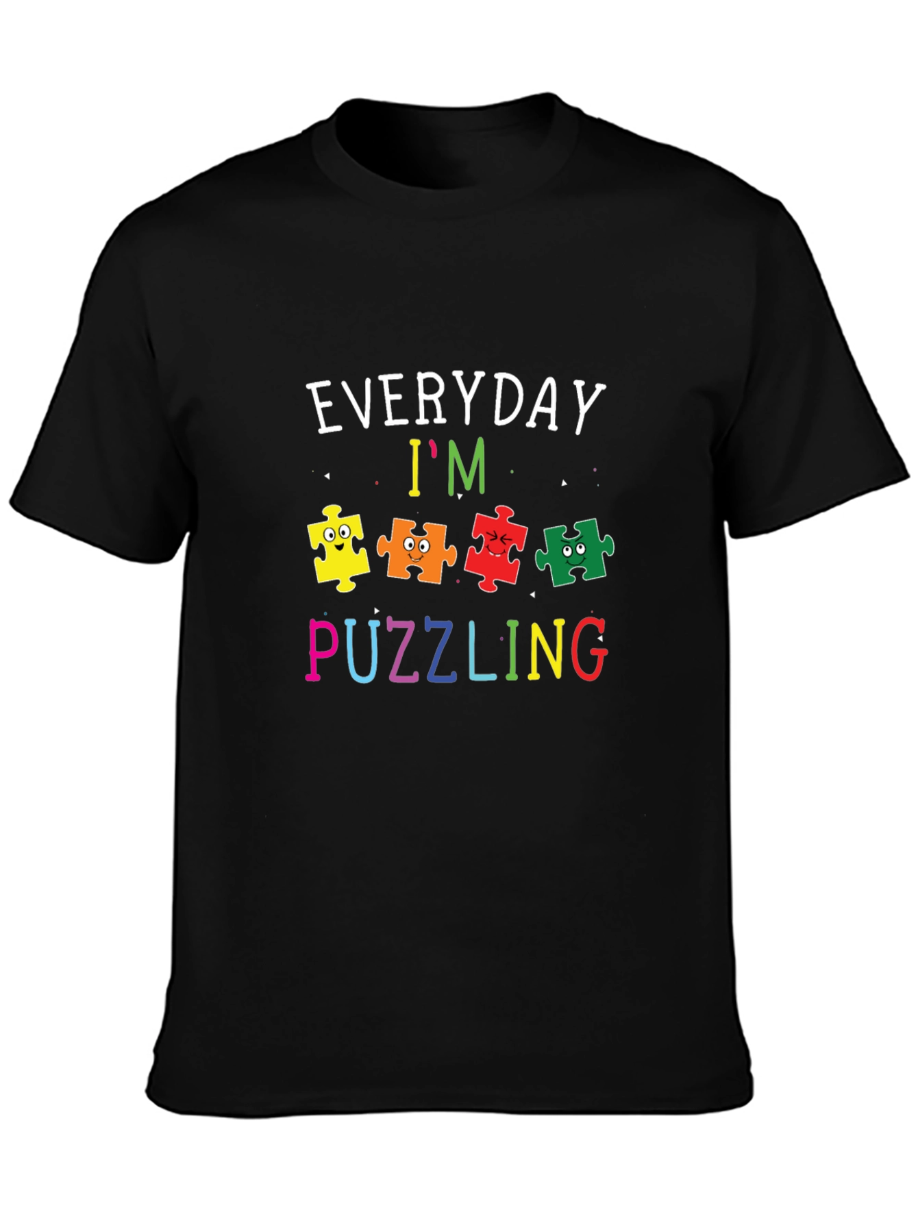 Camiseta Negra con Diseño Divertido de Autismo