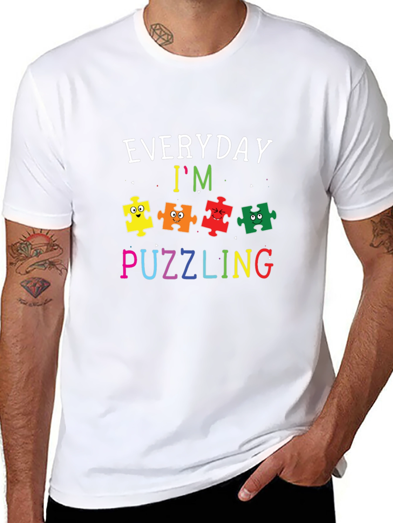 Camiseta Negra con Diseño Divertido de Autismo
