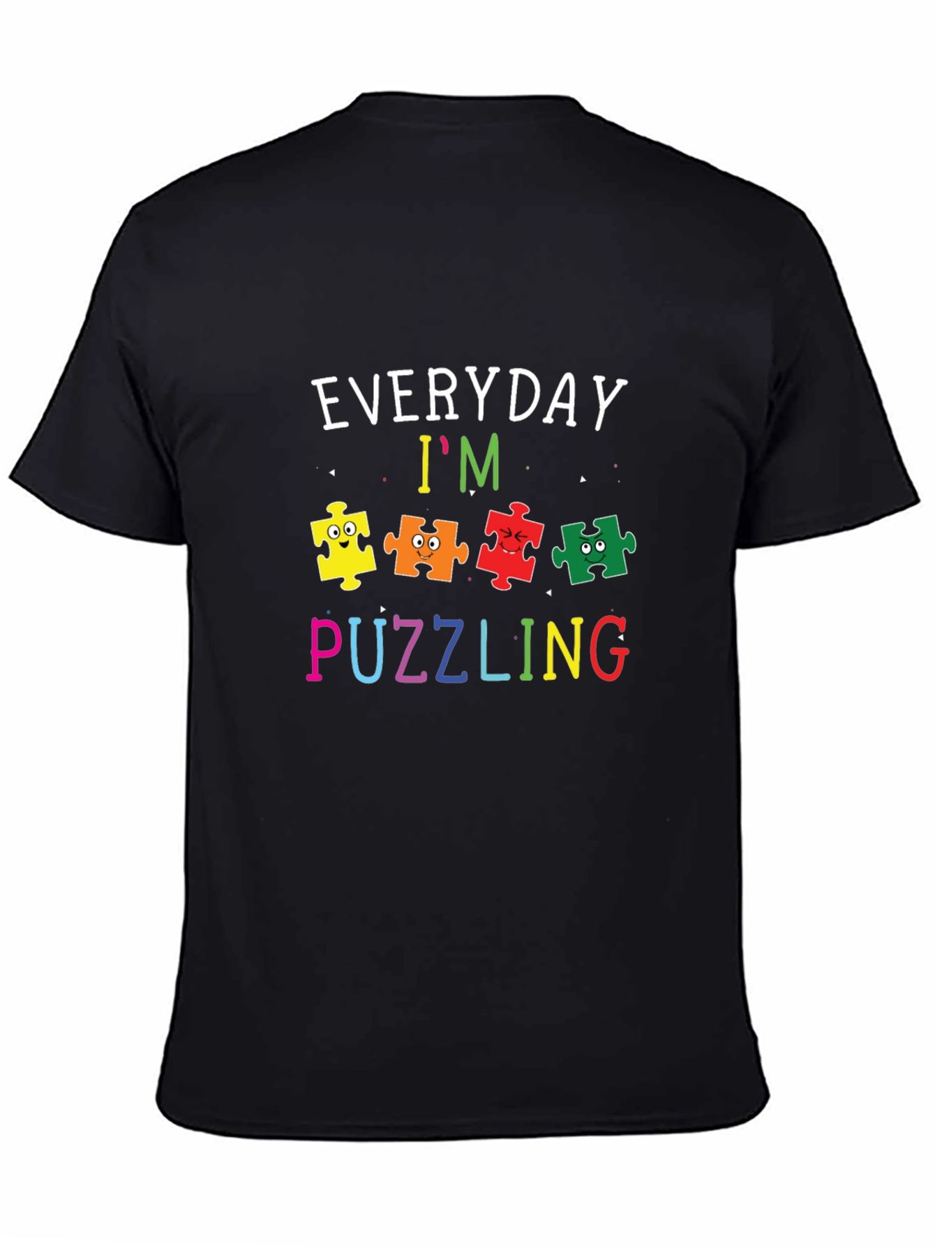 Camiseta Negra con Diseño Divertido de Autismo