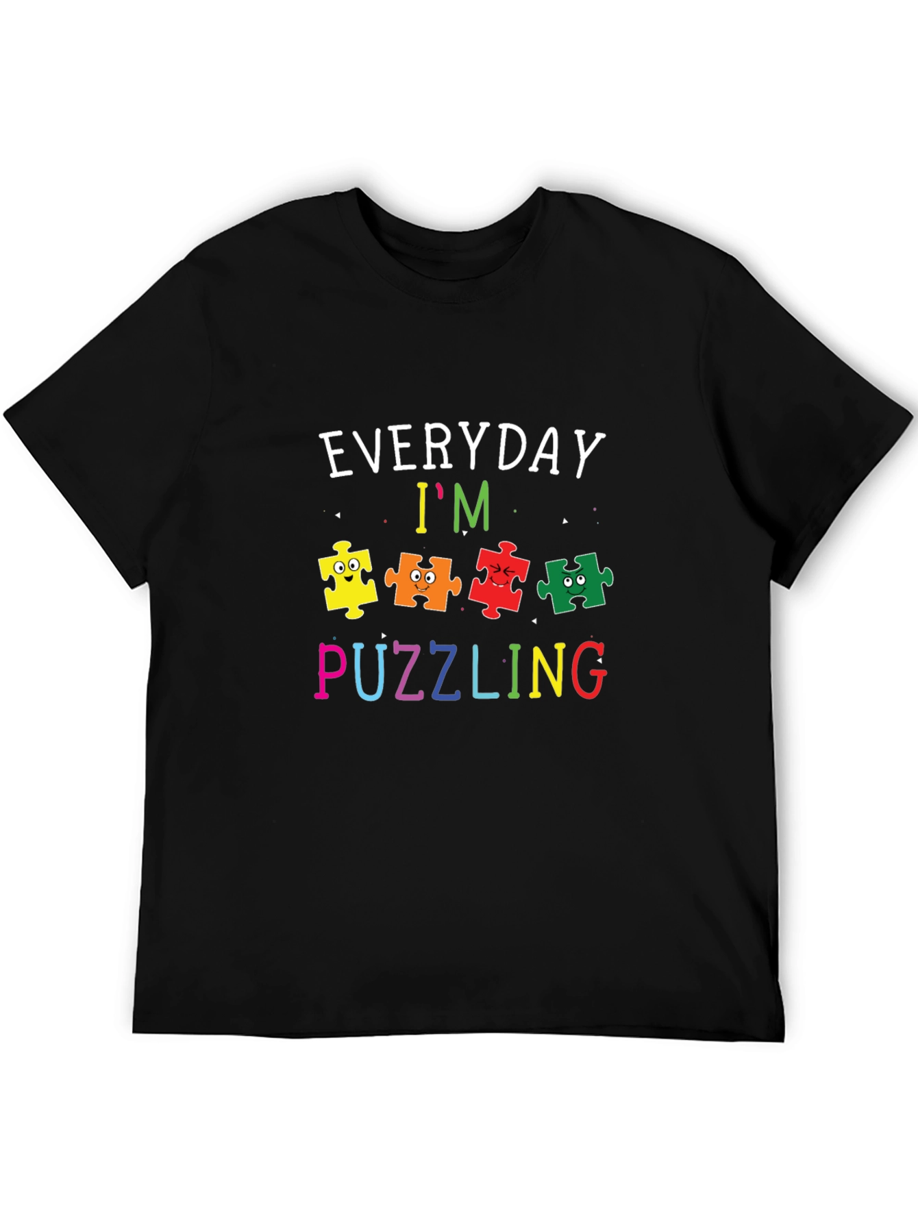 Camiseta Negra con Diseño Divertido de Autismo
