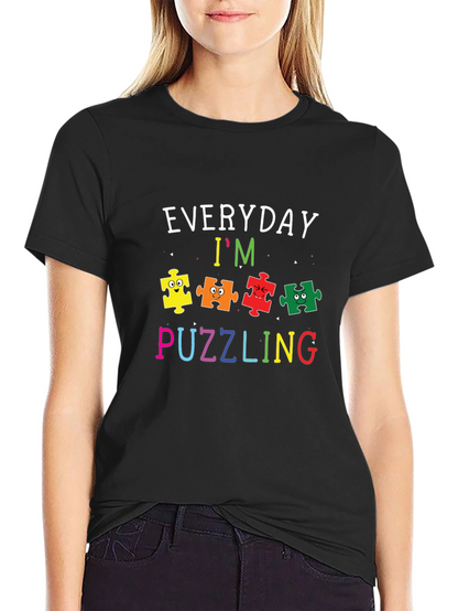 Camiseta Negra con Diseño Divertido de Autismo