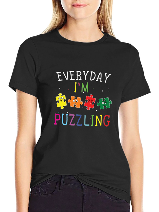 Camiseta Negra con Diseño Divertido de Autismo
