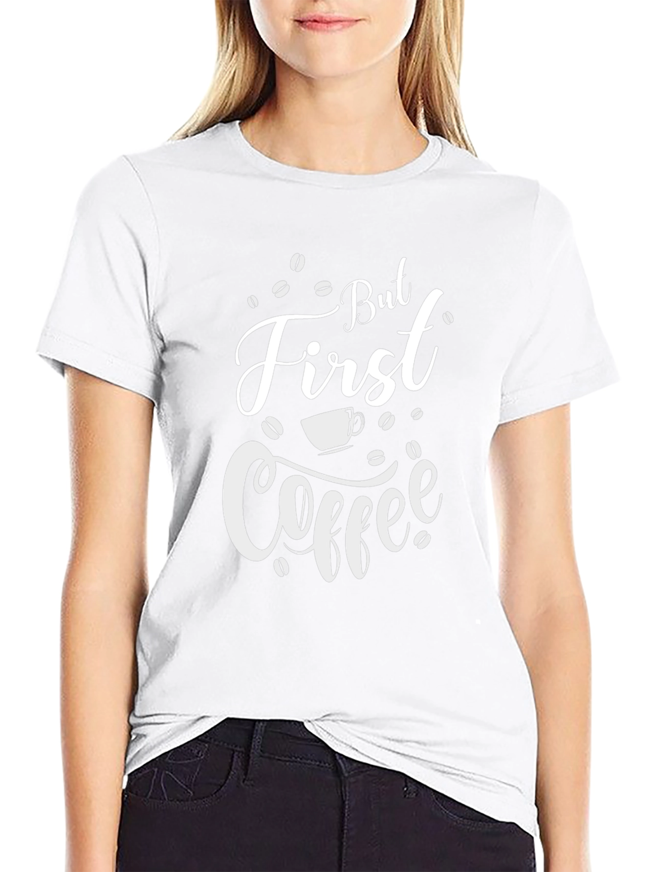 Camiseta Negra But First Coffee para Amantes del Café