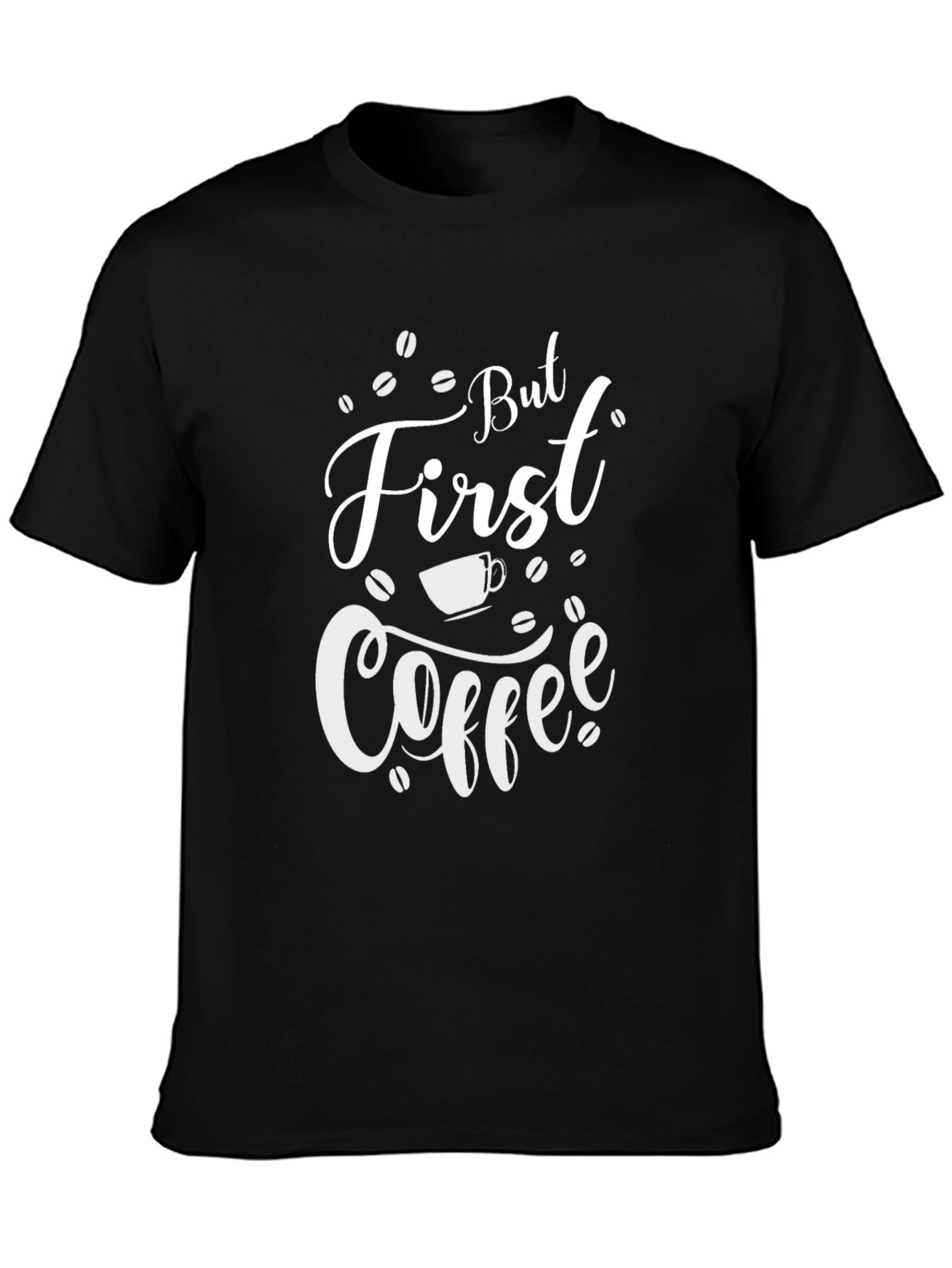 Camiseta Negra But First Coffee para Amantes del Café