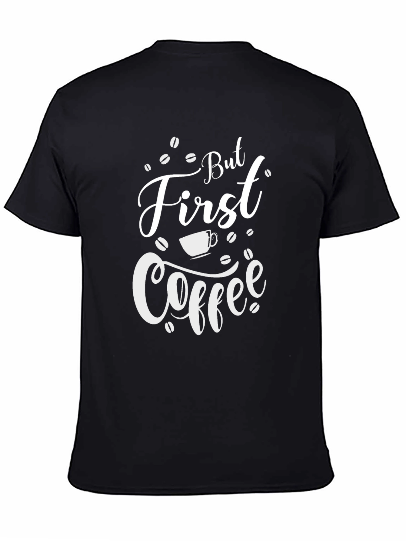 Camiseta Negra But First Coffee para Amantes del Café