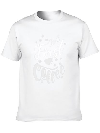 Camiseta Negra But First Coffee para Amantes del Café