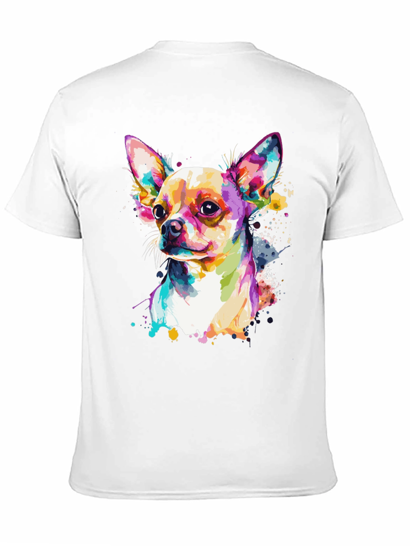 Camiseta Negra con Diseño de Chihuahua Acuarela