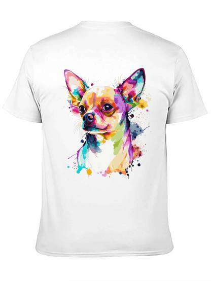 Camiseta Negra con Diseño de Chihuahua Acuarela