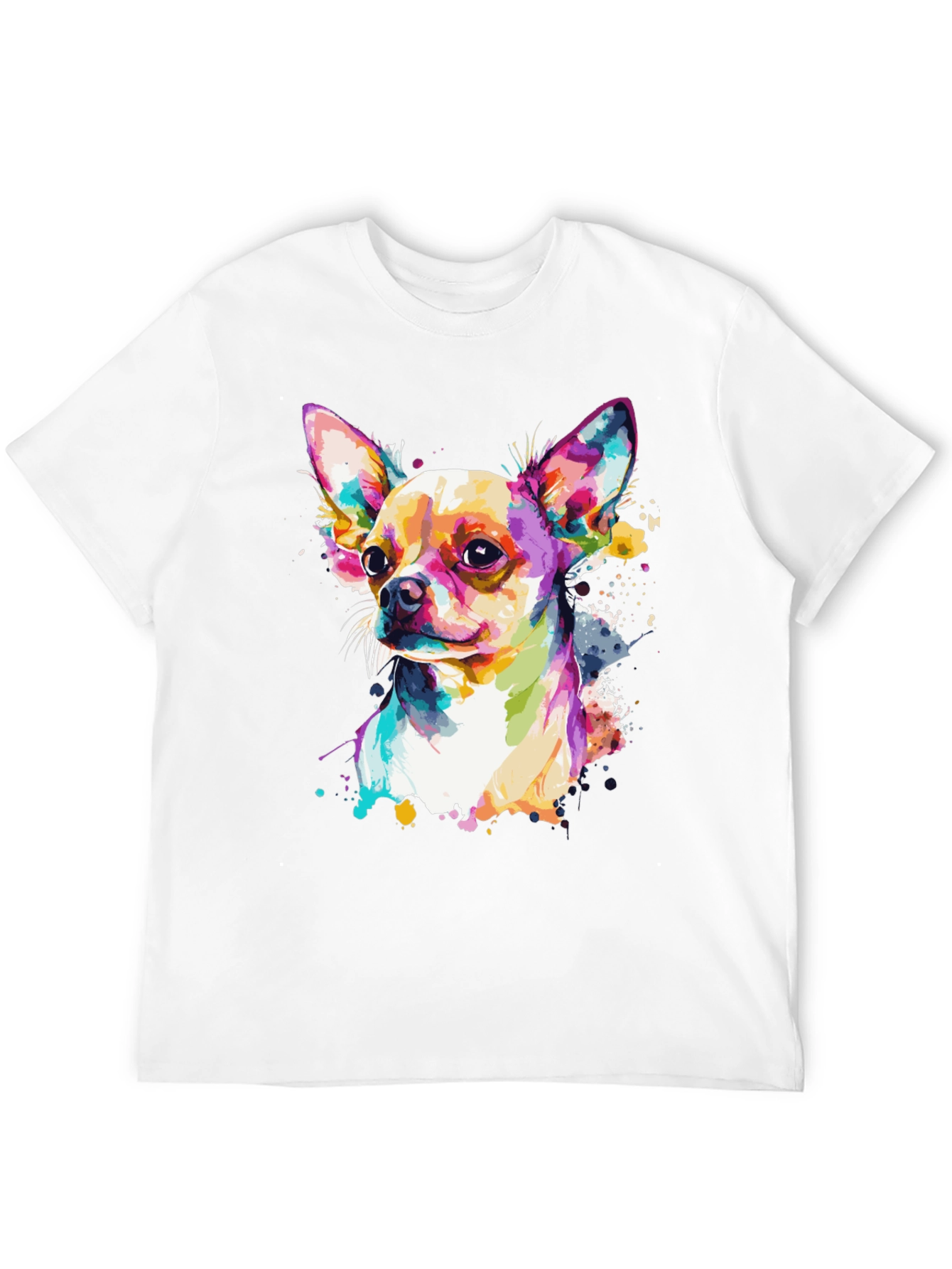 Camiseta Negra con Diseño de Chihuahua Acuarela