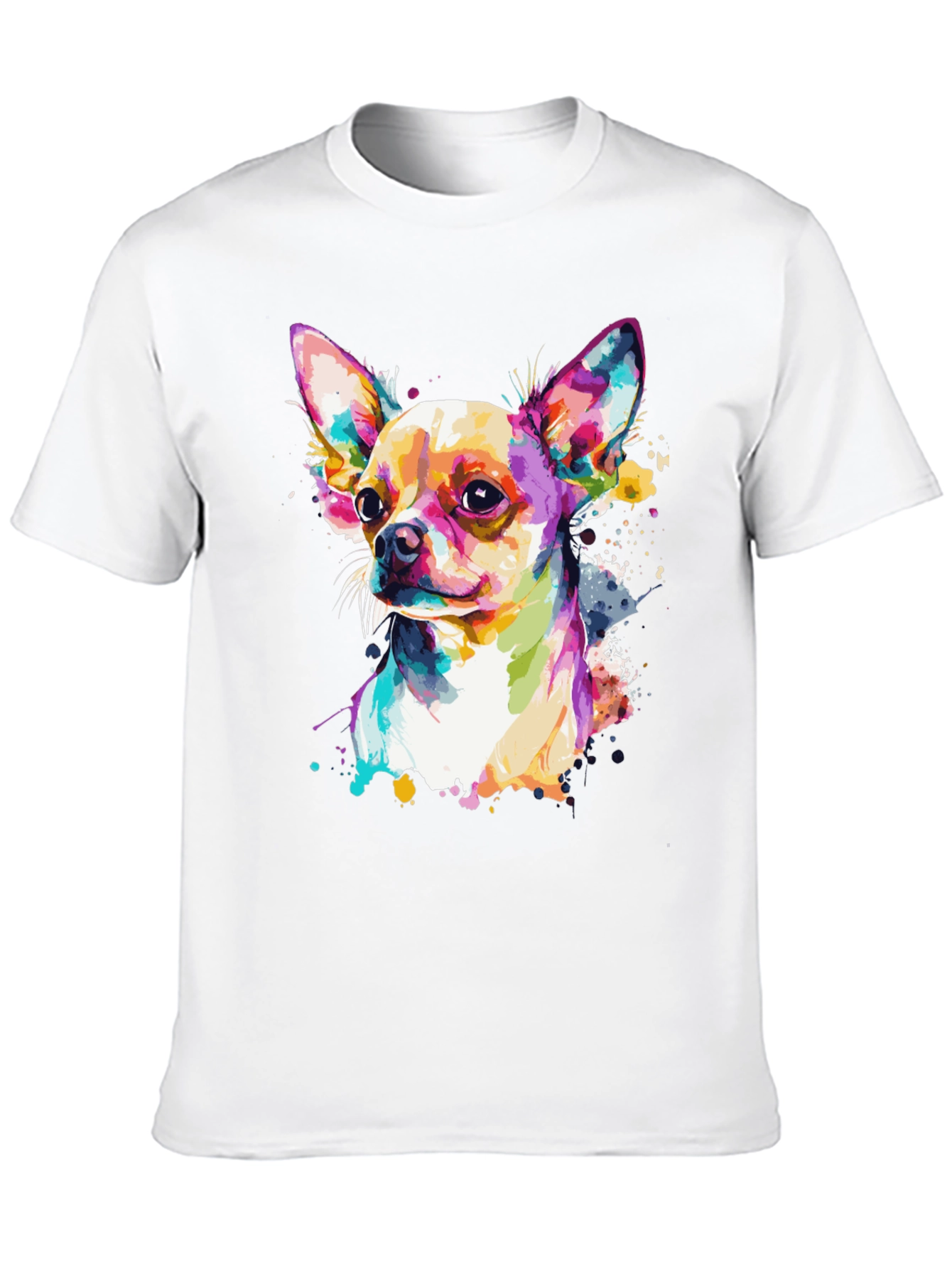 Camiseta Negra con Diseño de Chihuahua Acuarela