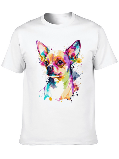 Camiseta Negra con Diseño de Chihuahua Acuarela