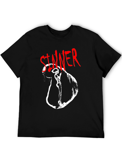 Camiseta Negra Sinner Gráfica Blanca y Roja