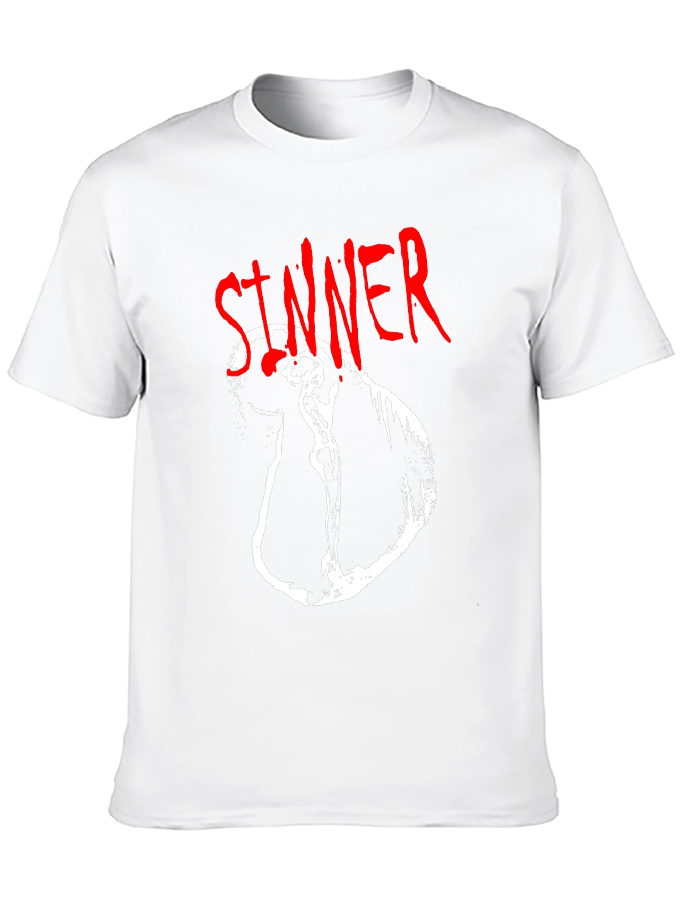 Camiseta Negra Sinner Gráfica Blanca y Roja