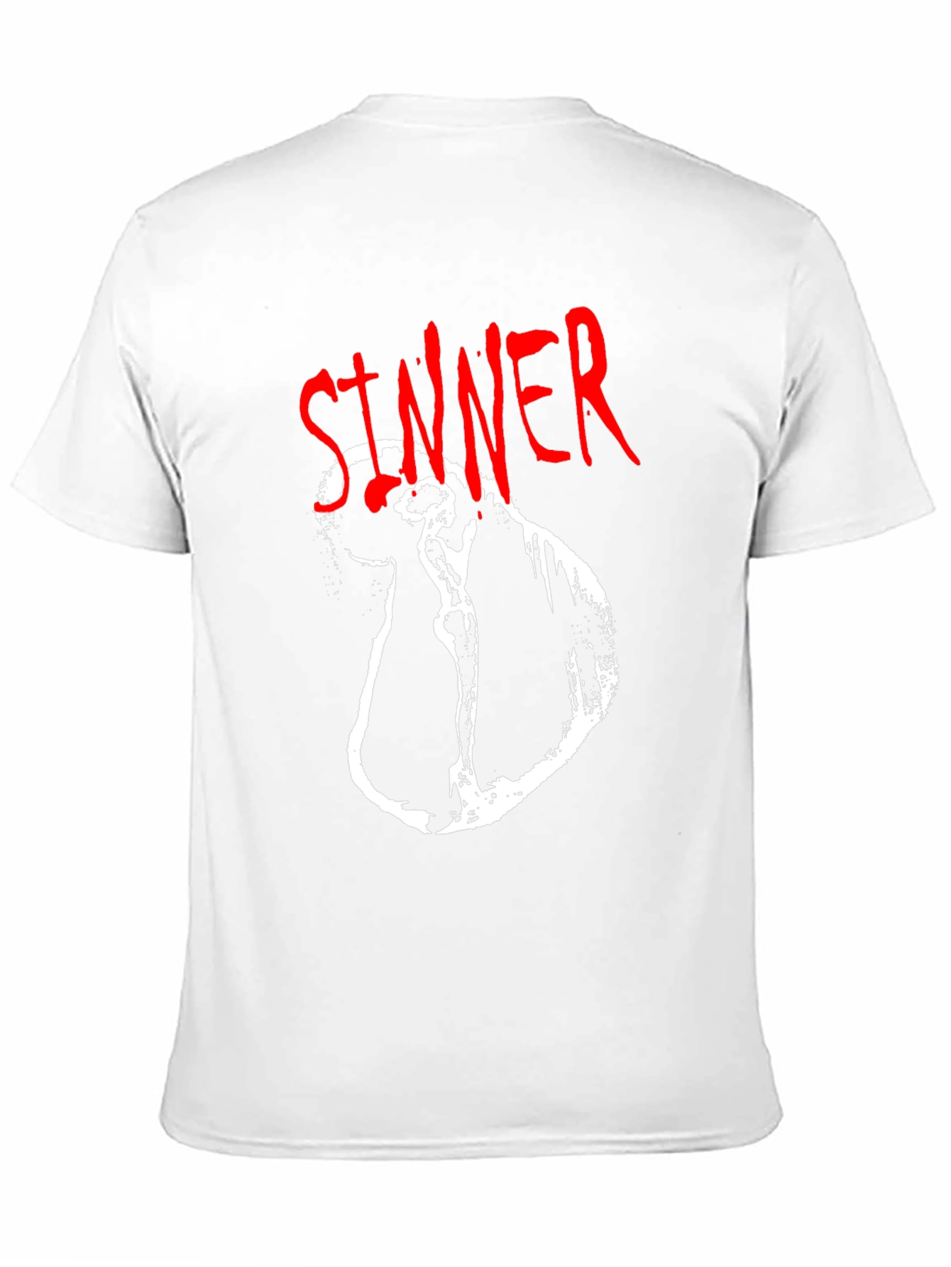 Camiseta Negra Sinner Gráfica Blanca y Roja