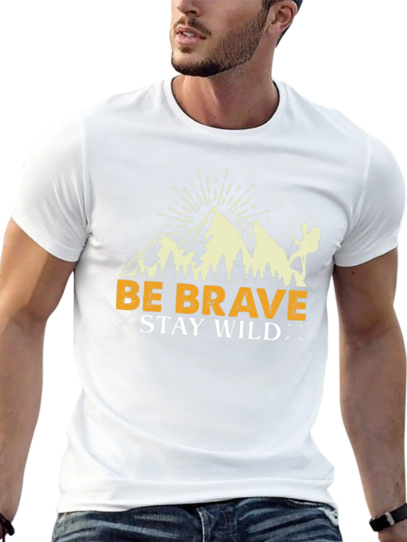 Camiseta Negra Be Brave Stay Wild para Aventureros