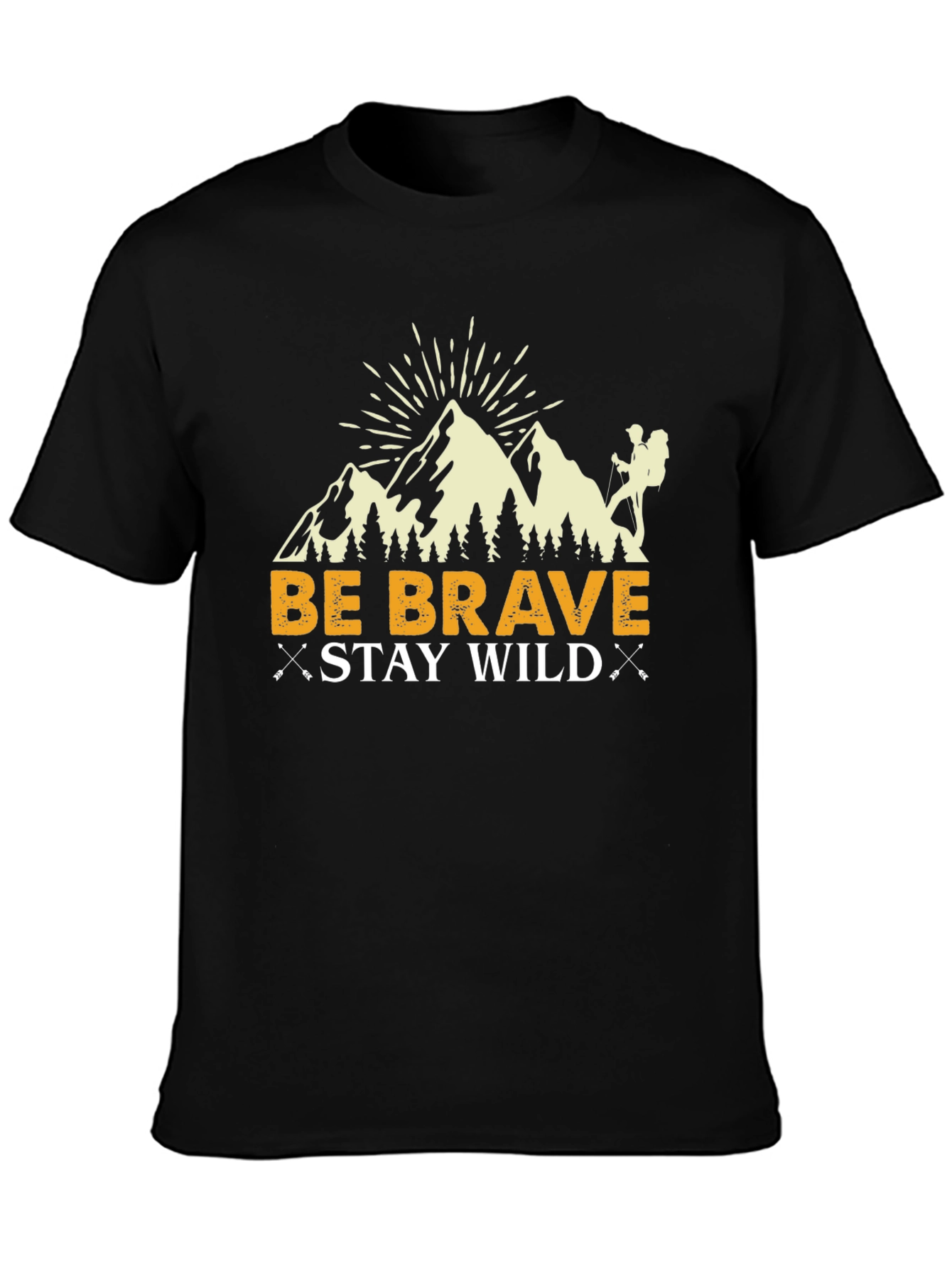 Camiseta Negra Be Brave Stay Wild para Aventureros