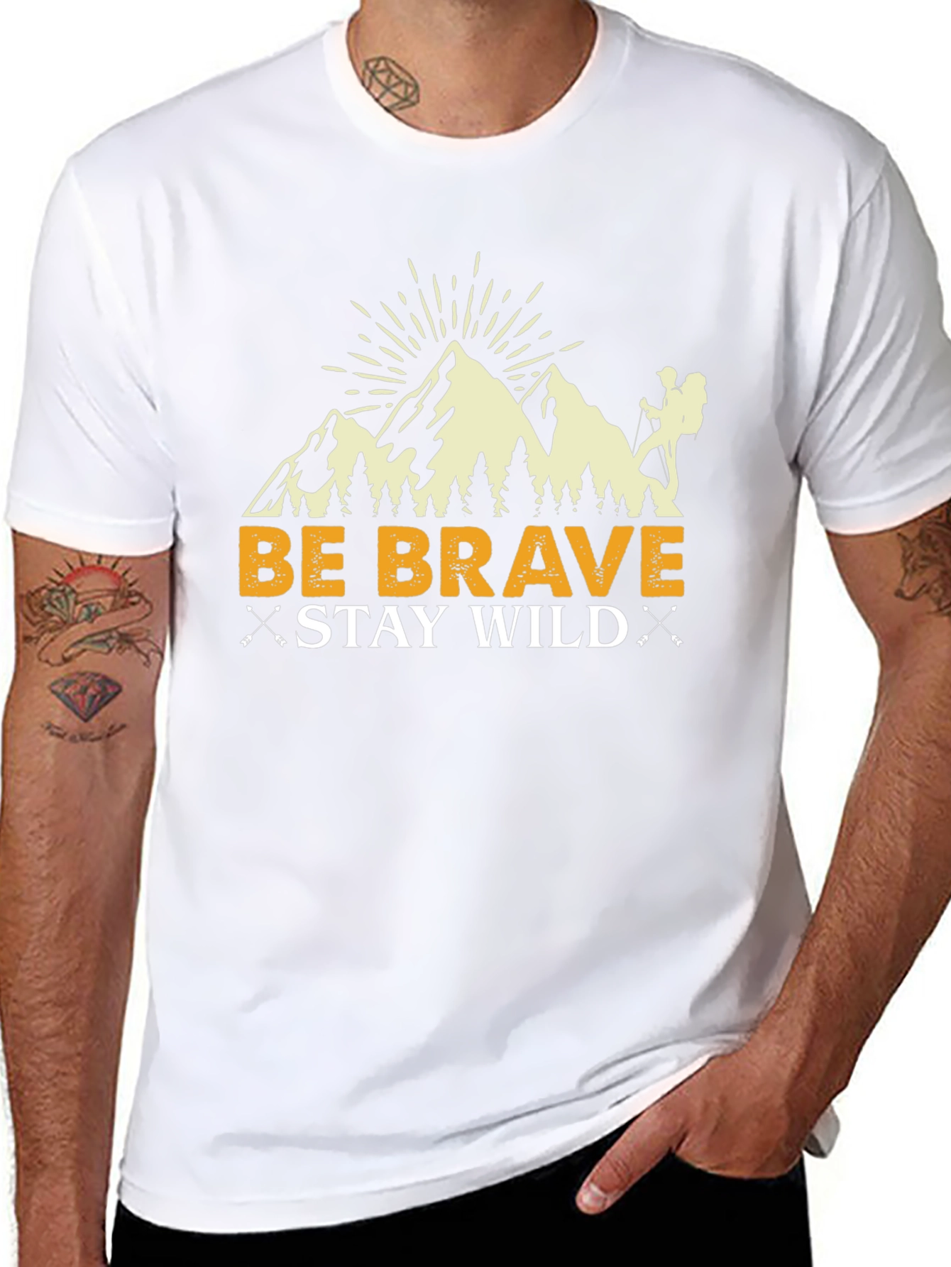 Camiseta Negra Be Brave Stay Wild para Aventureros