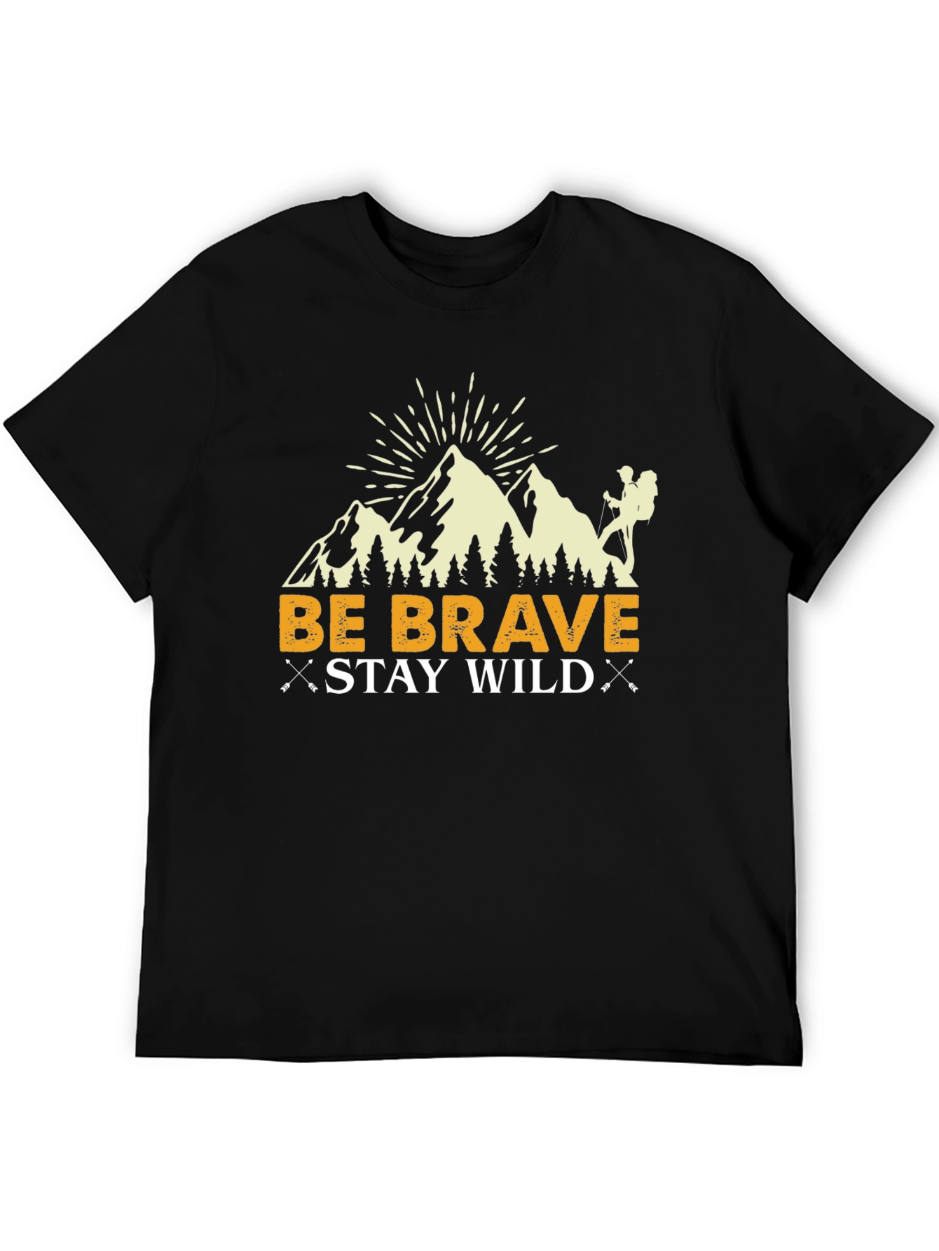 Camiseta Negra Be Brave Stay Wild para Aventureros