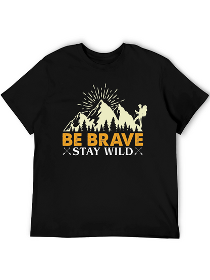 Camiseta Negra Be Brave Stay Wild para Aventureros