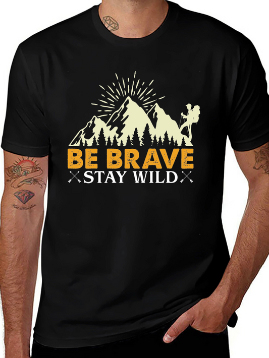 Camiseta Negra Be Brave Stay Wild para Aventureros