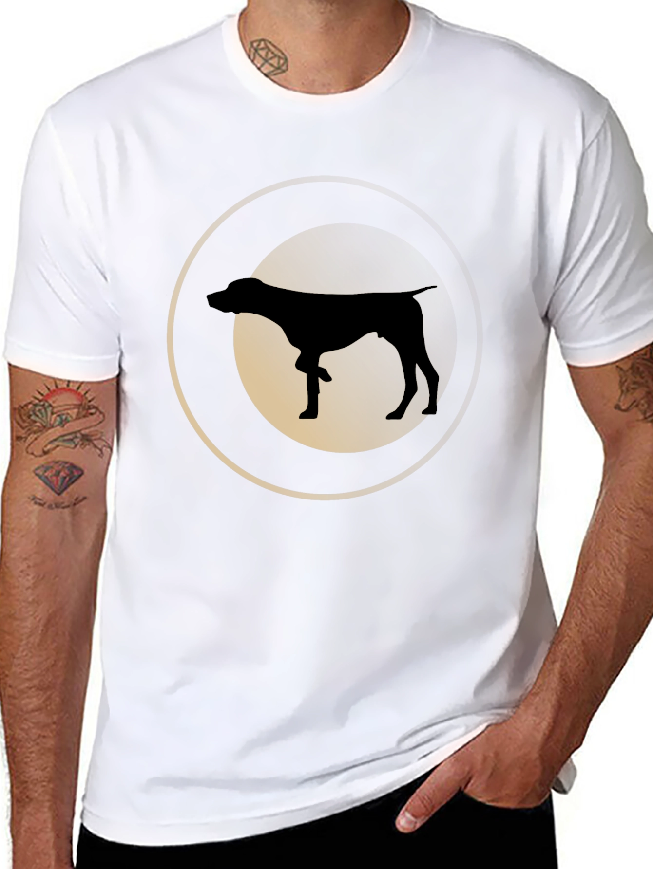 Camiseta Negra con Silueta de Perro Pointer