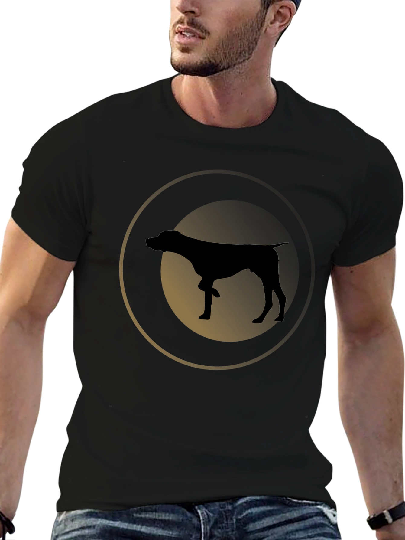 Camiseta Negra con Silueta de Perro Pointer