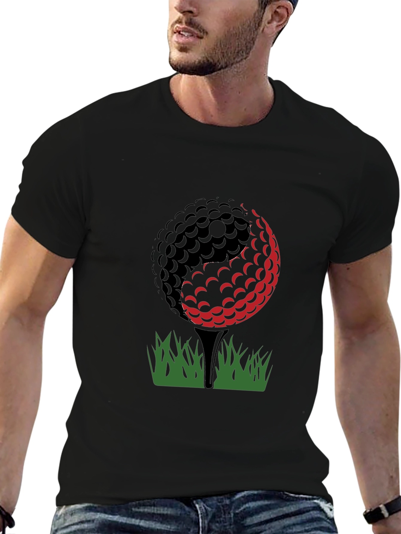 Camiseta Negra Diseño Golf