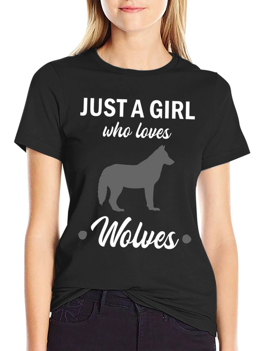 Camiseta Negra Solo una chica que ama a los lobos