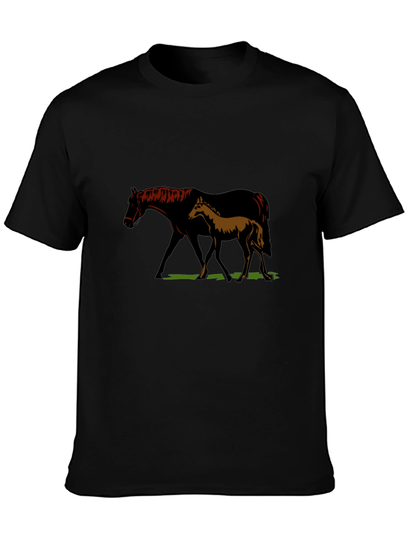 Camiseta Negra con Diseño de Yegua y Potro
