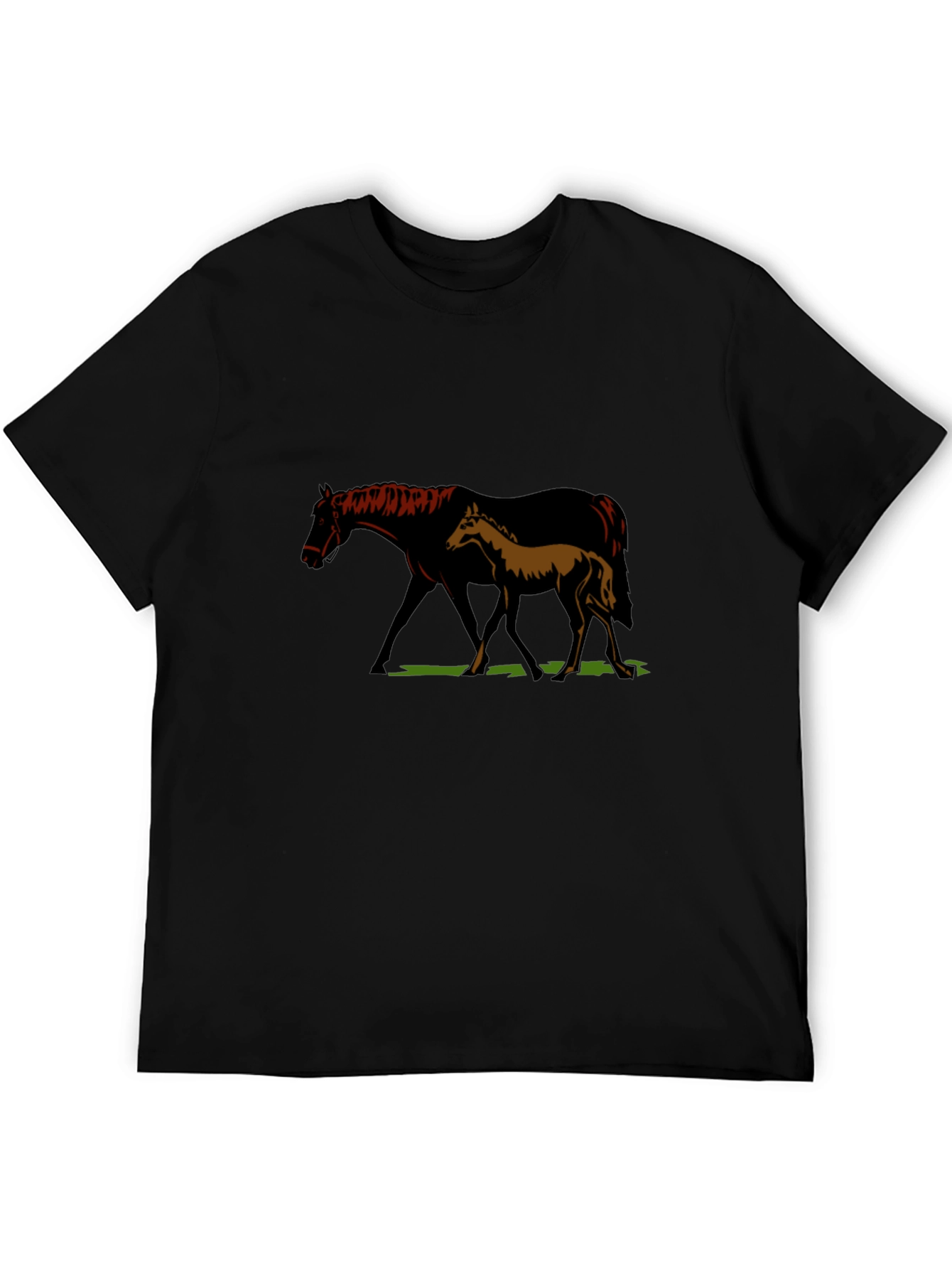 Camiseta Negra con Diseño de Yegua y Potro