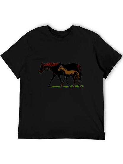 Camiseta Negra con Diseño de Yegua y Potro