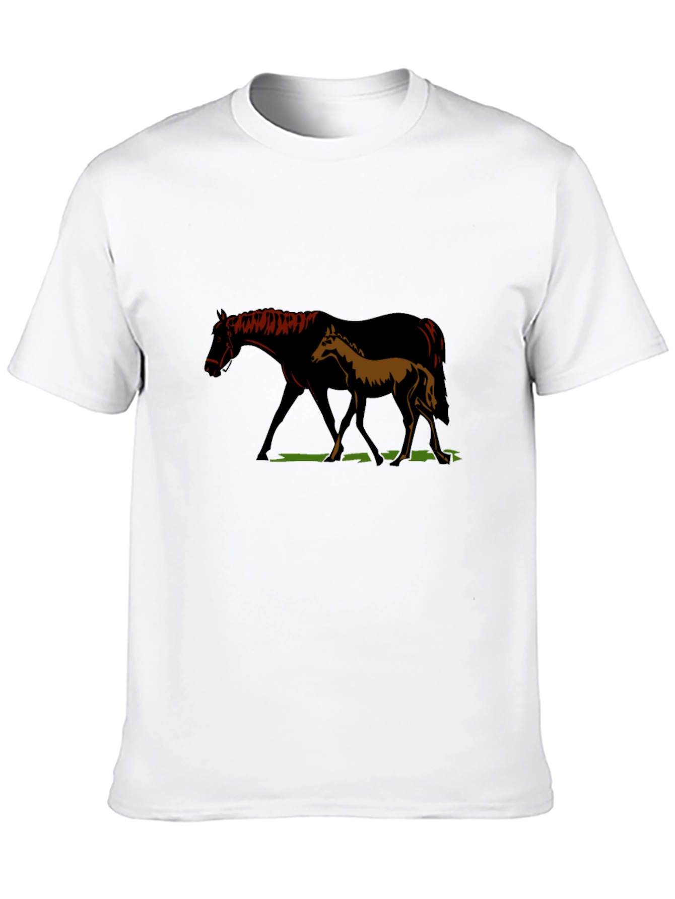 Camiseta Negra con Diseño de Yegua y Potro