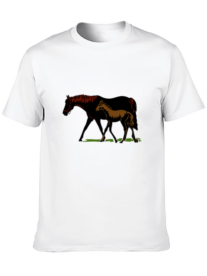 Camiseta Negra con Diseño de Yegua y Potro