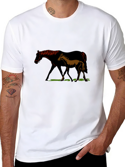 Camiseta Negra con Diseño de Yegua y Potro