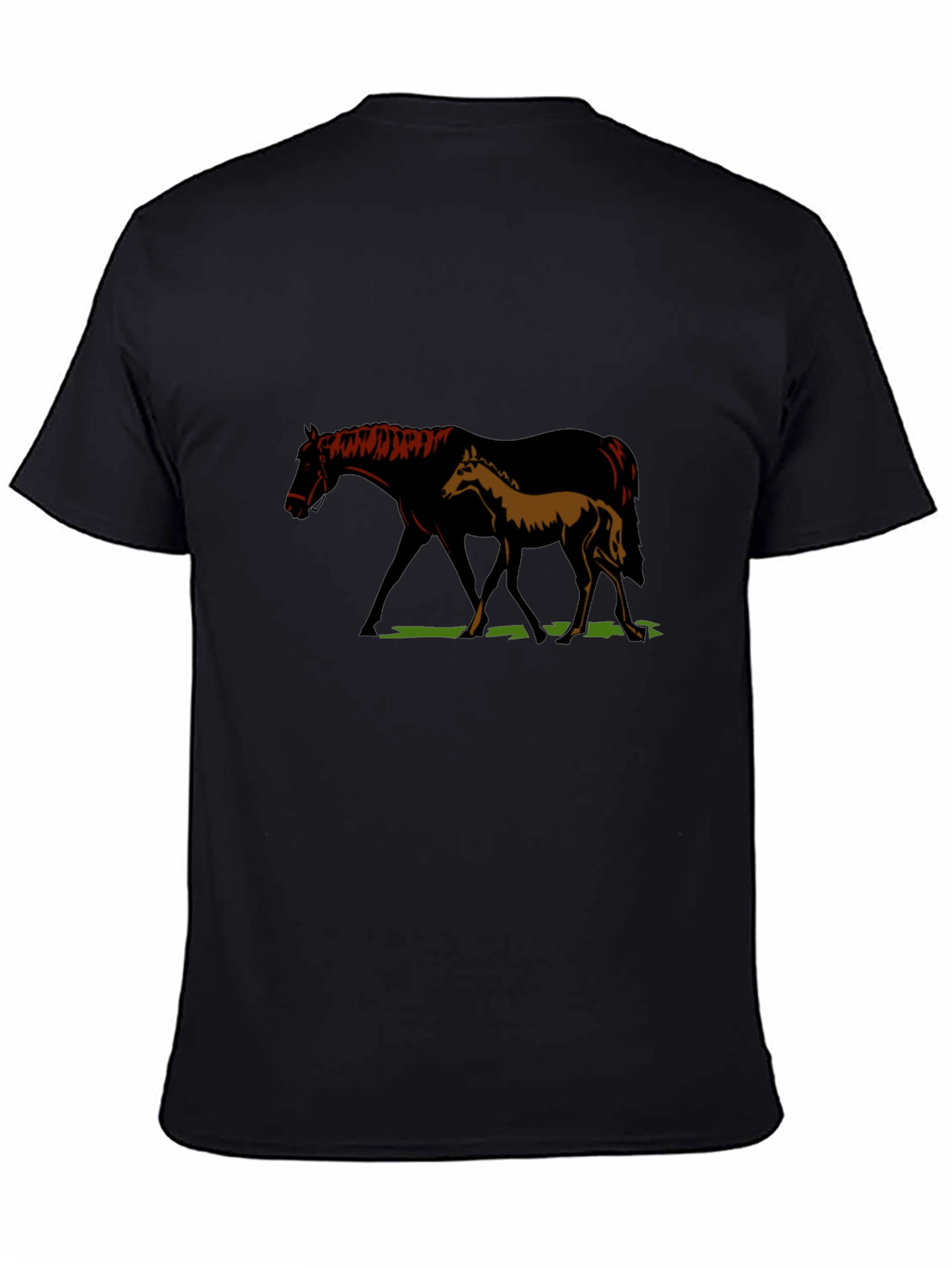 Camiseta Negra con Diseño de Yegua y Potro