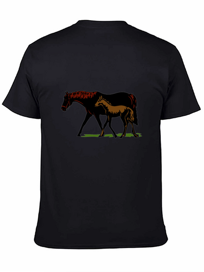 Camiseta Negra con Diseño de Yegua y Potro
