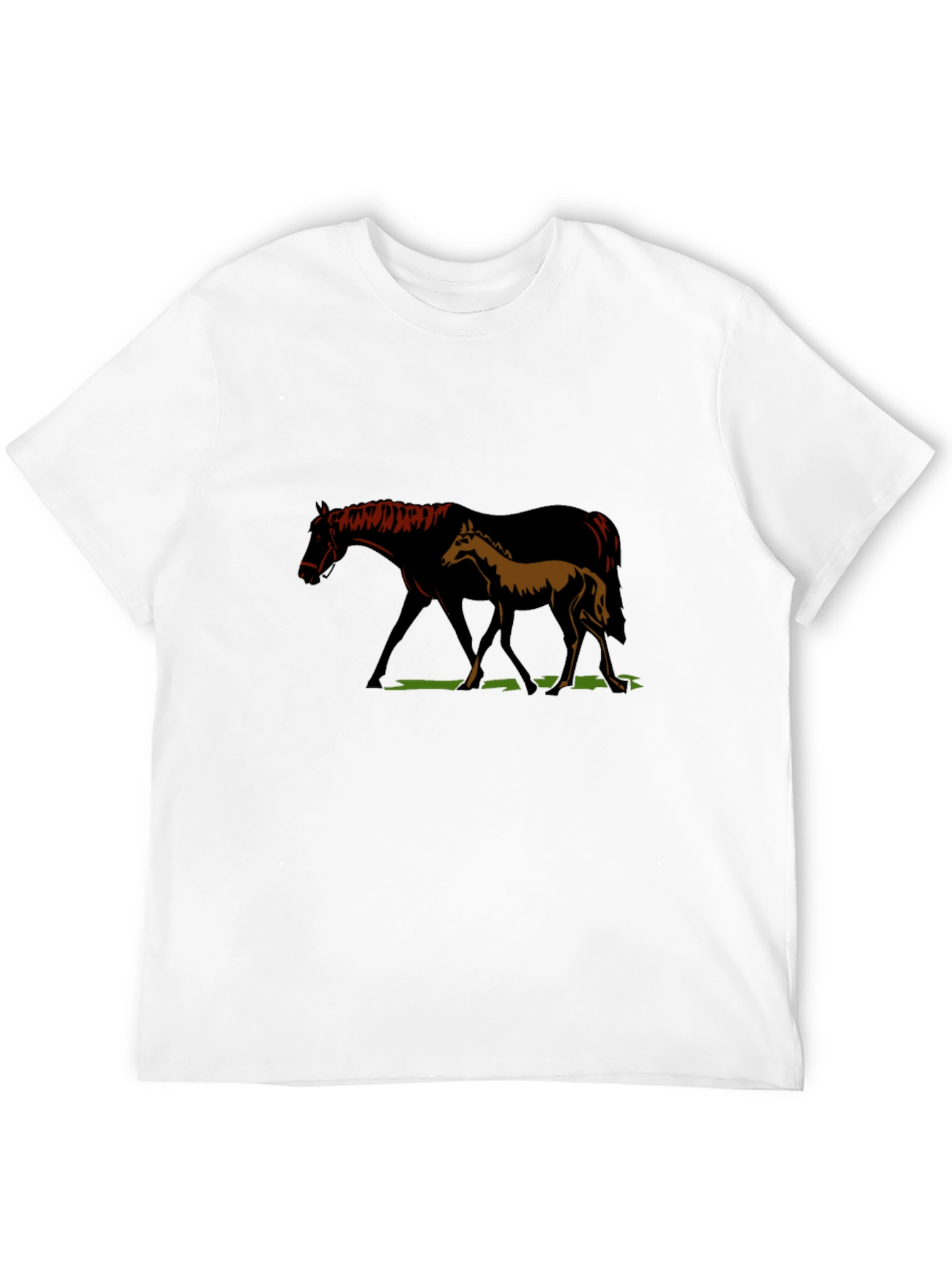 Camiseta Negra con Diseño de Yegua y Potro