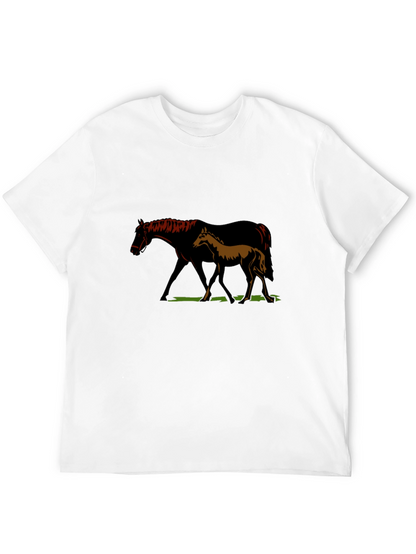 Camiseta Negra con Diseño de Yegua y Potro