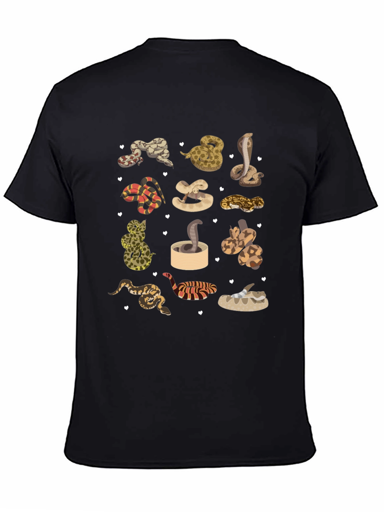 Camiseta Negra con Diseño de Serpientes Adorables