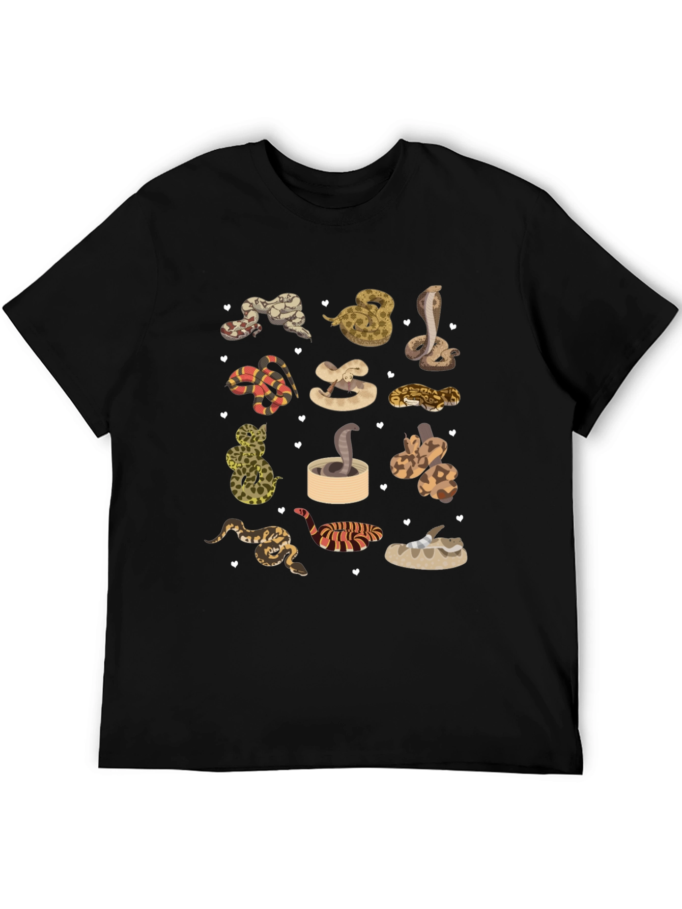 Camiseta Negra con Diseño de Serpientes Adorables