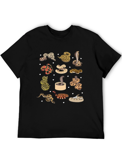 Camiseta Negra con Diseño de Serpientes Adorables