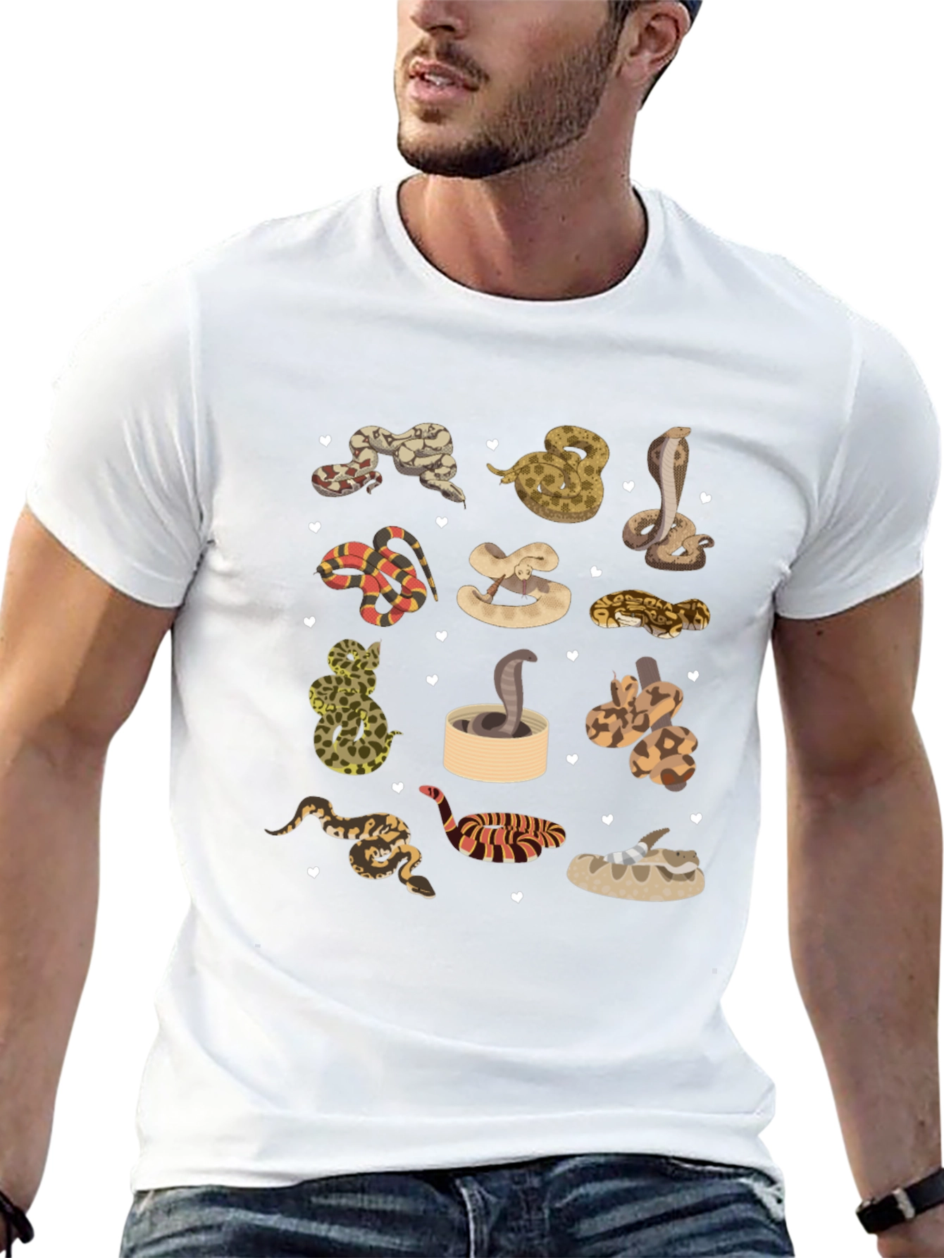 Camiseta Negra con Diseño de Serpientes Adorables