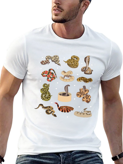 Camiseta Negra con Diseño de Serpientes Adorables